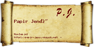 Papir Jenő névjegykártya