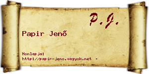 Papir Jenő névjegykártya